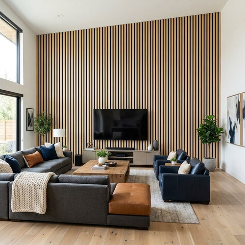 Peel & Press Wood Slat Wall Panels — 106 × 43 in — Natural