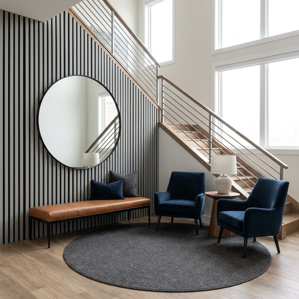 Peel & Press Wood Slat Wall Panels — 106 × 43 in — Gray