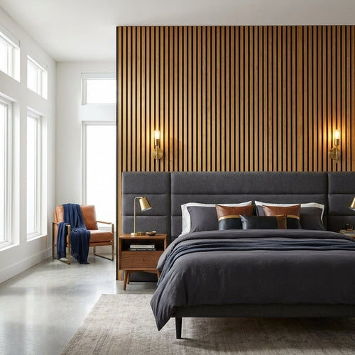 Peel & Press Wood Slat Wall Panels — 106 × 43 in — Oak